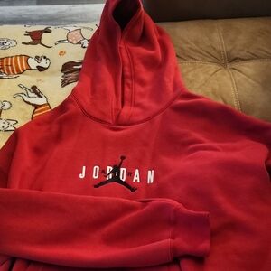 Jordan Red Hoodie with Black Jumpman Logo